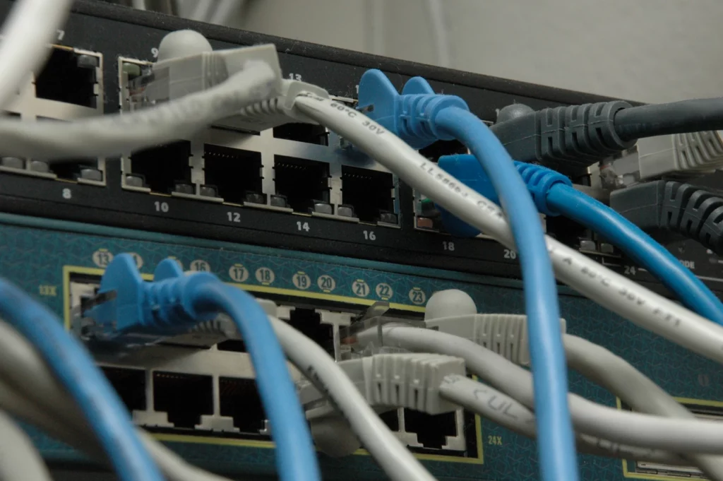 Ports RJ45 et cordons sur switches